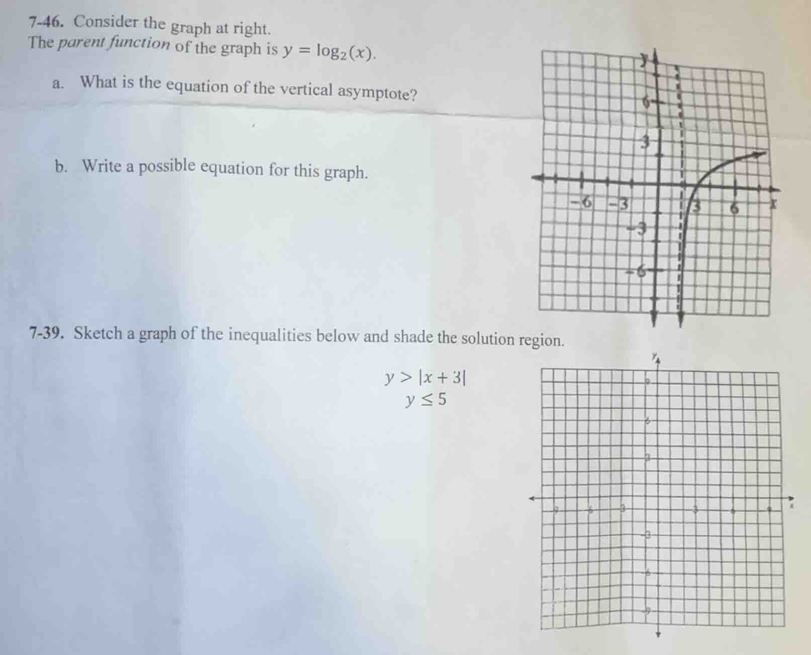 7-46. consider the graph at right. the parent function of the graph is …