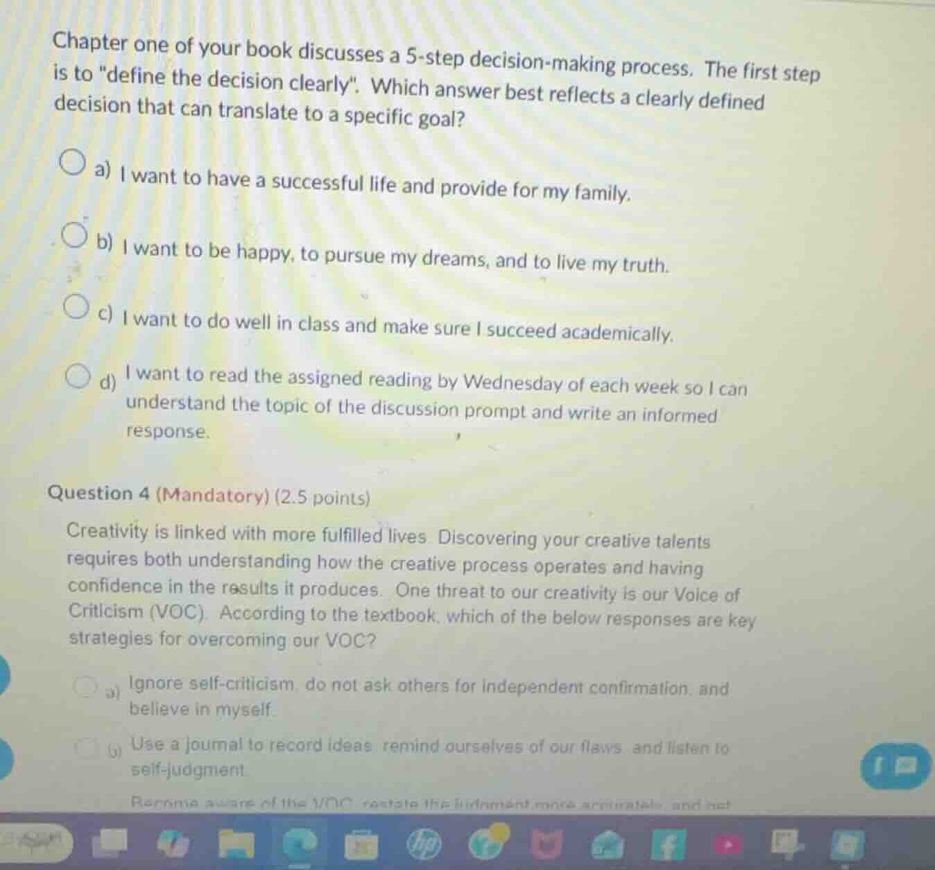 chapter one of your book discusses a 5 - step decision - making process…
