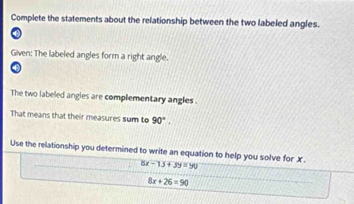 complete the statements about the relationship between the two labeled …