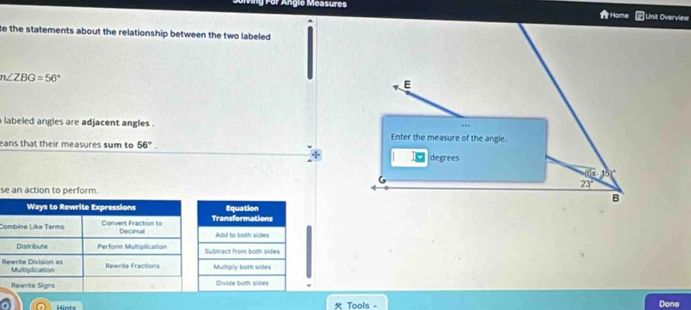 solving for angle measures te the statements about the relationship bet…