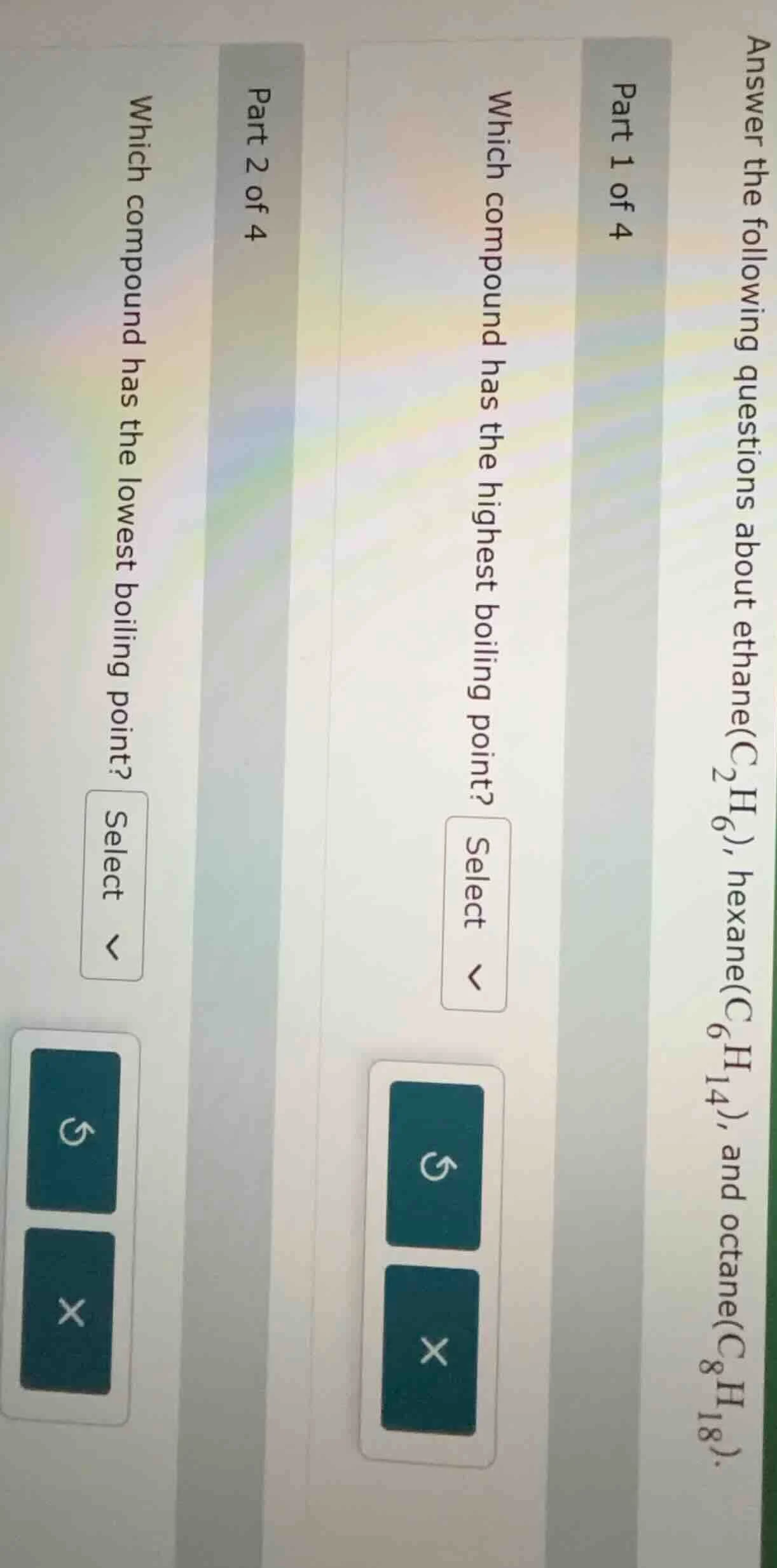 answer the following questions about ethane($c_2h_6$), hexane($c_6h_{14…