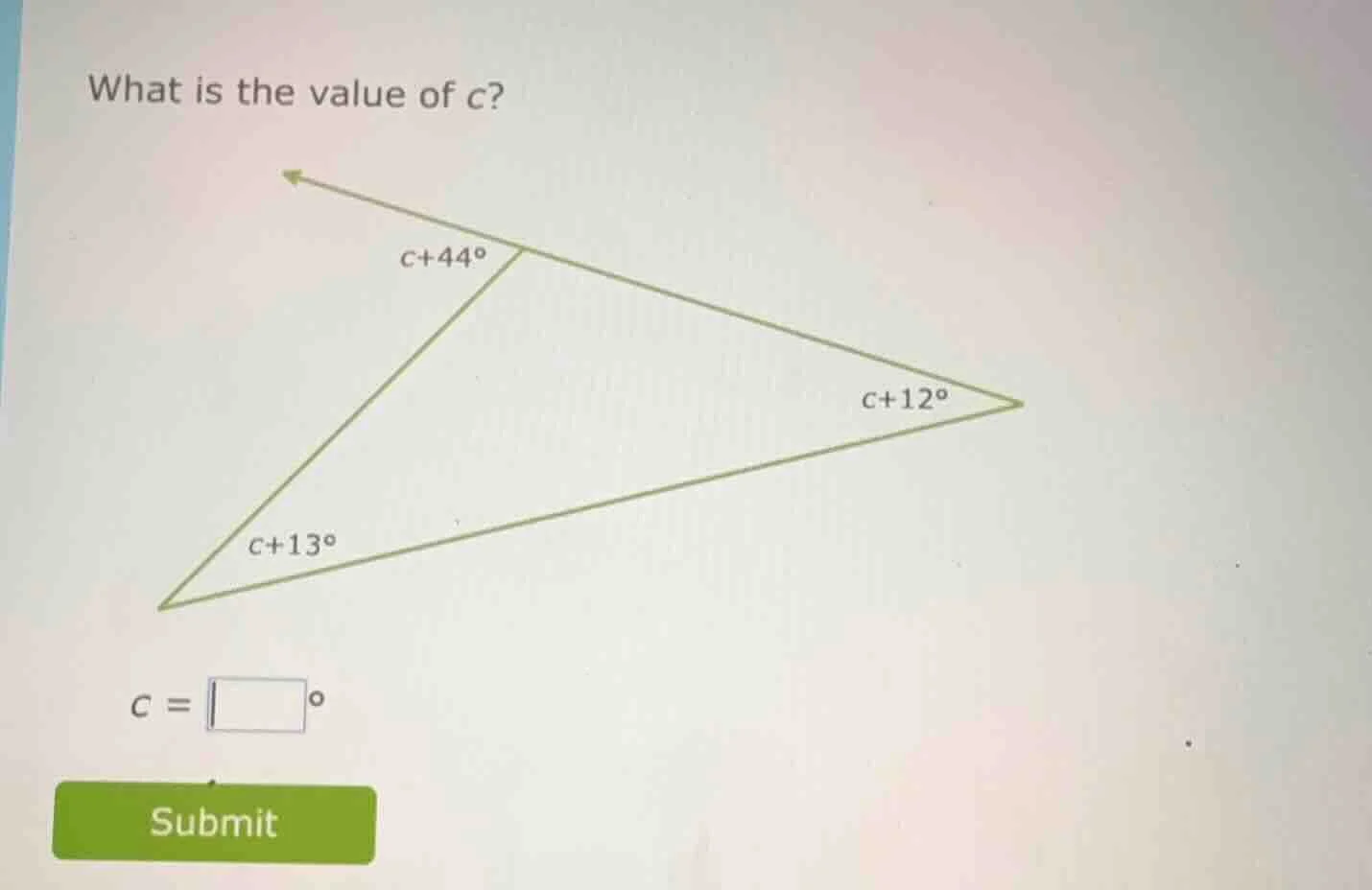 what is the value of c? c = \\square^\\circ submit