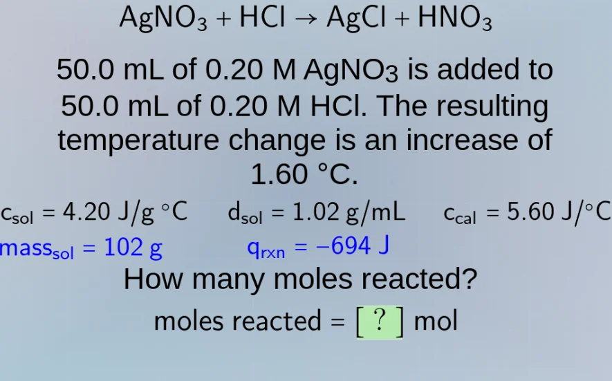 agno₃ + hcl → agcl + hno₃ 50.0 ml of 0.20 m agno₃ is added to 50.0 ml o…