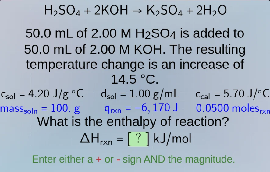 h₂so₄ + 2koh → k₂so₄ + 2h₂o 50.0 ml of 2.00 m h₂so₄ is added to 50.0 ml…
