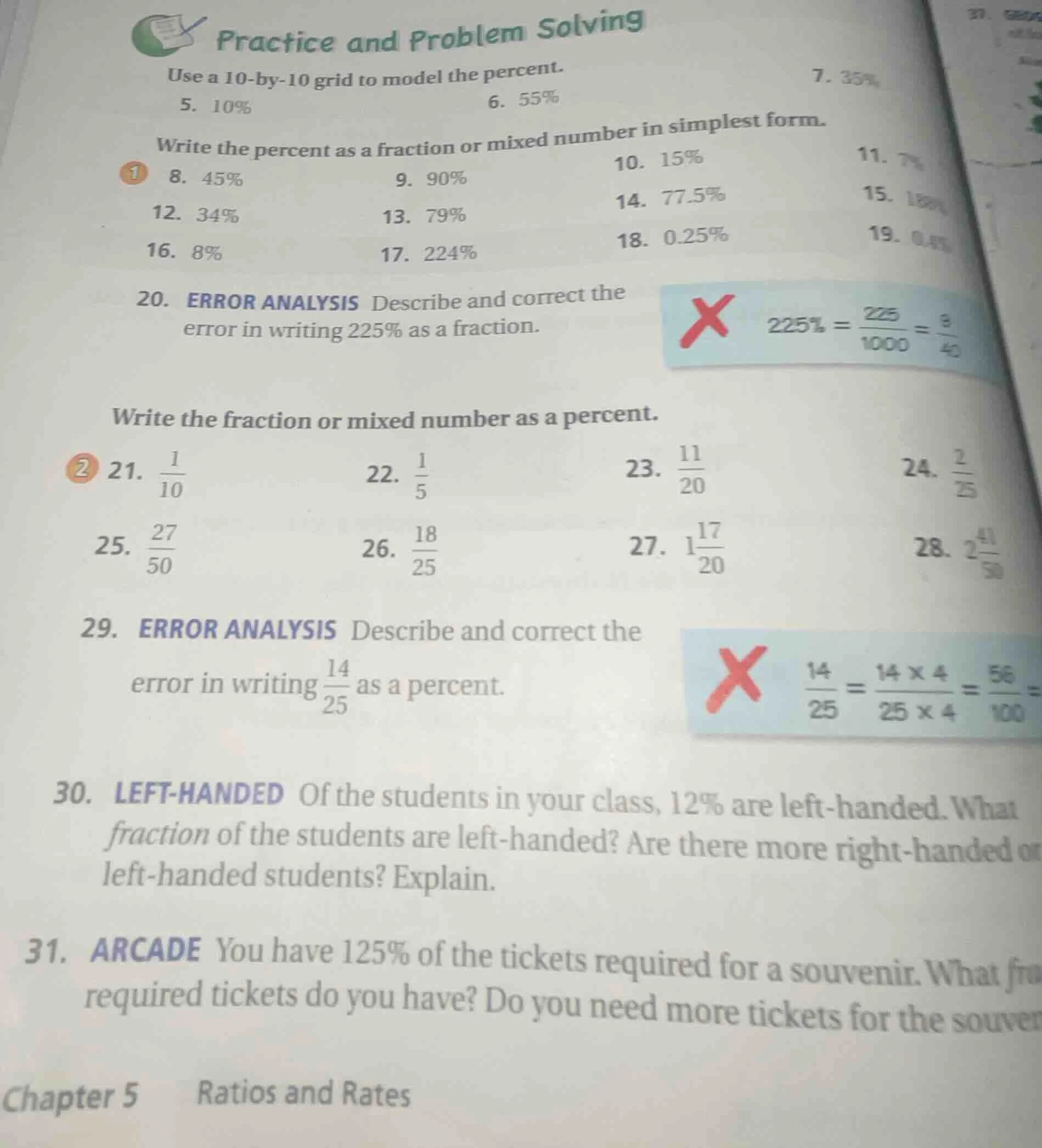 practice and problem solving use a 10-by-10 grid to model the percent. …
