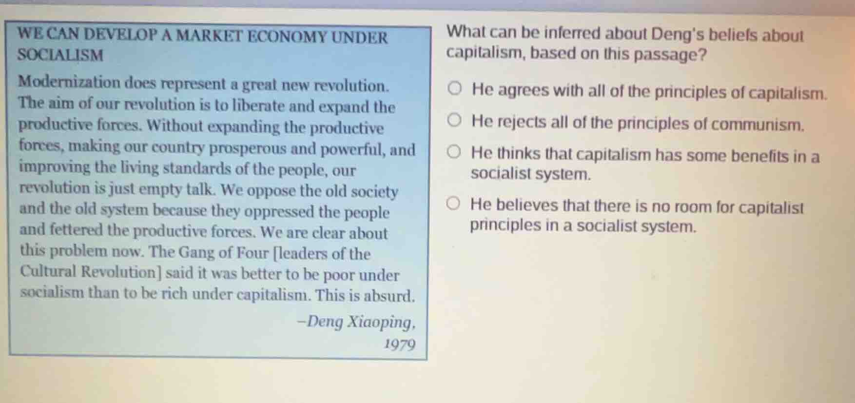 we can develop a market economy under socialism modernization does repr…