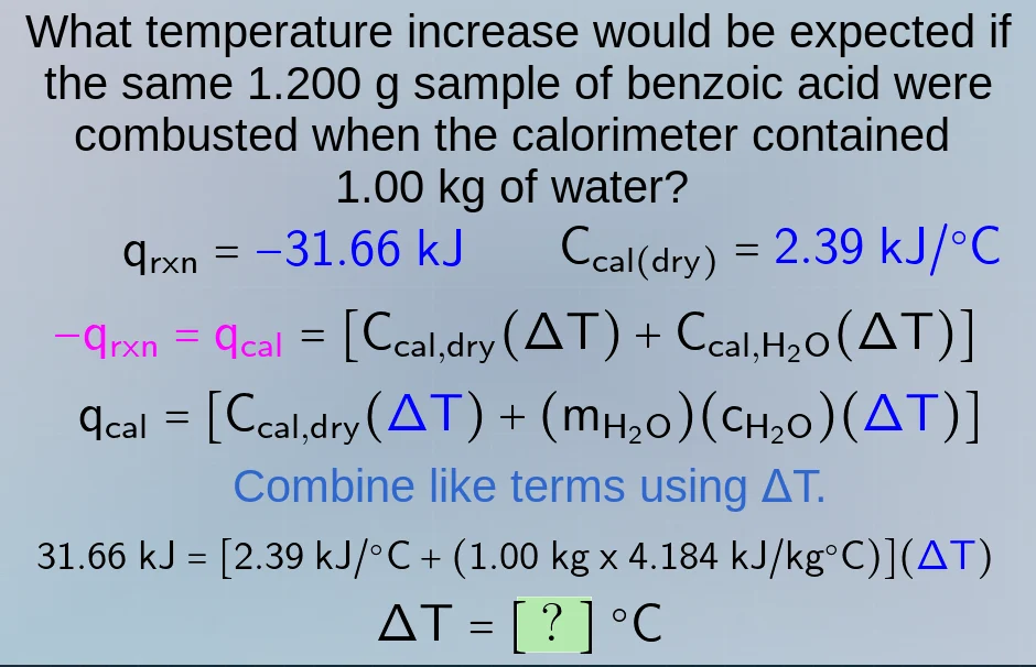 what temperature increase would be expected if the same 1.200 g sample …