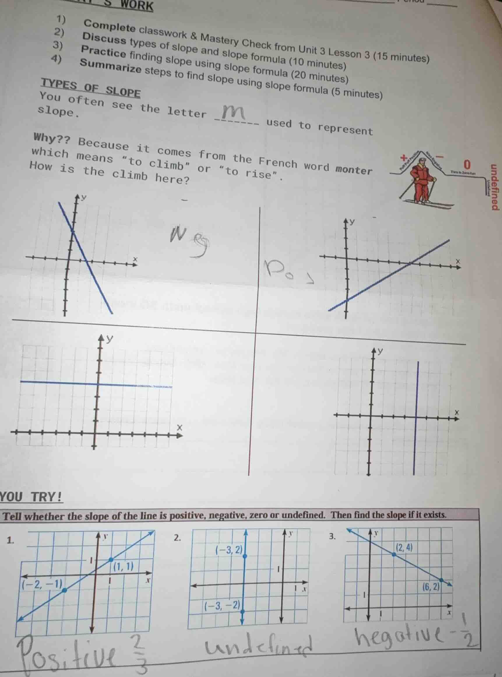work 1) complete classwork & mastery check from unit 3 lesson 3 (15 min…