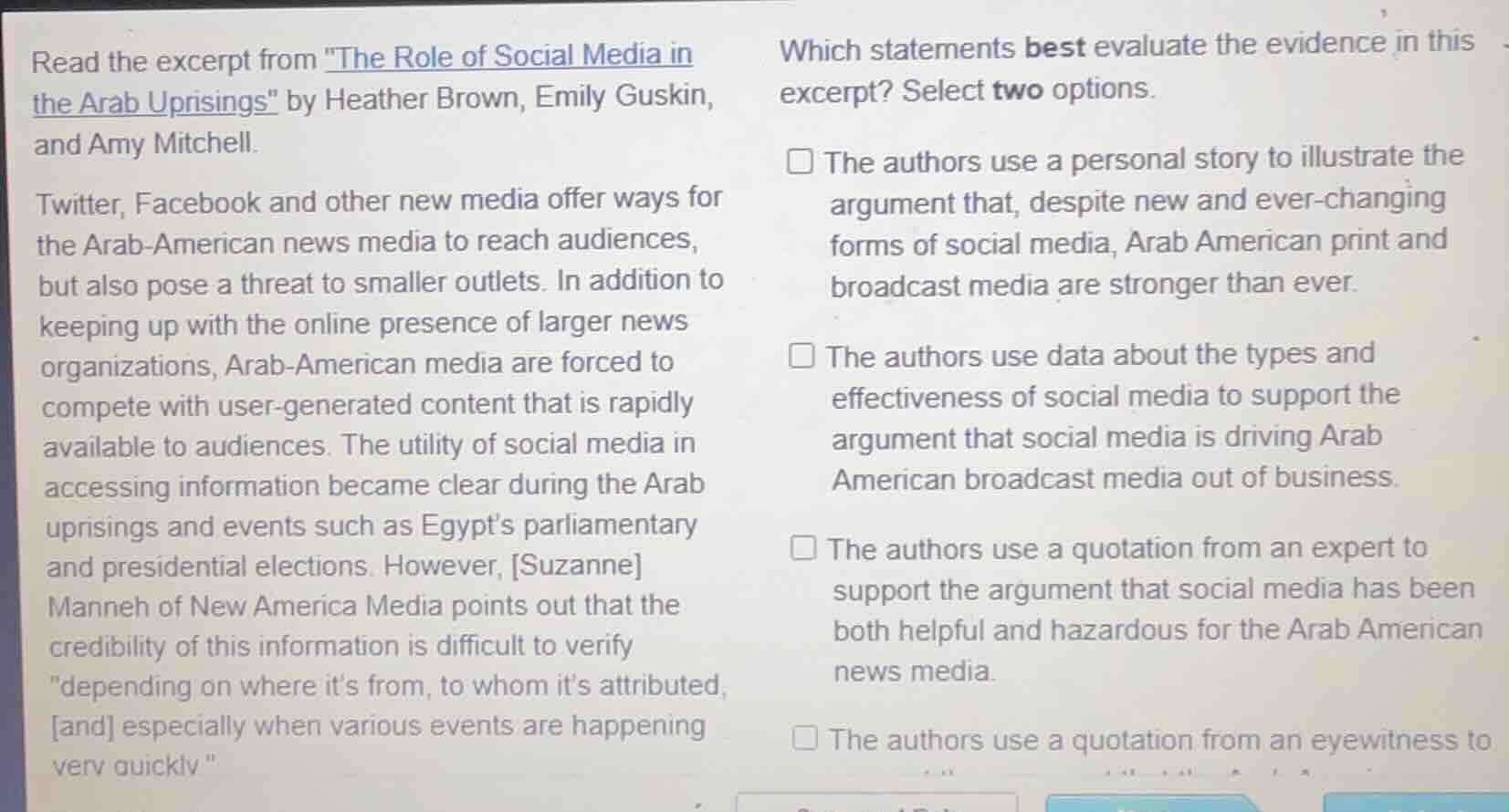 read the excerpt from \the role of social media in the arab uprisings\ …