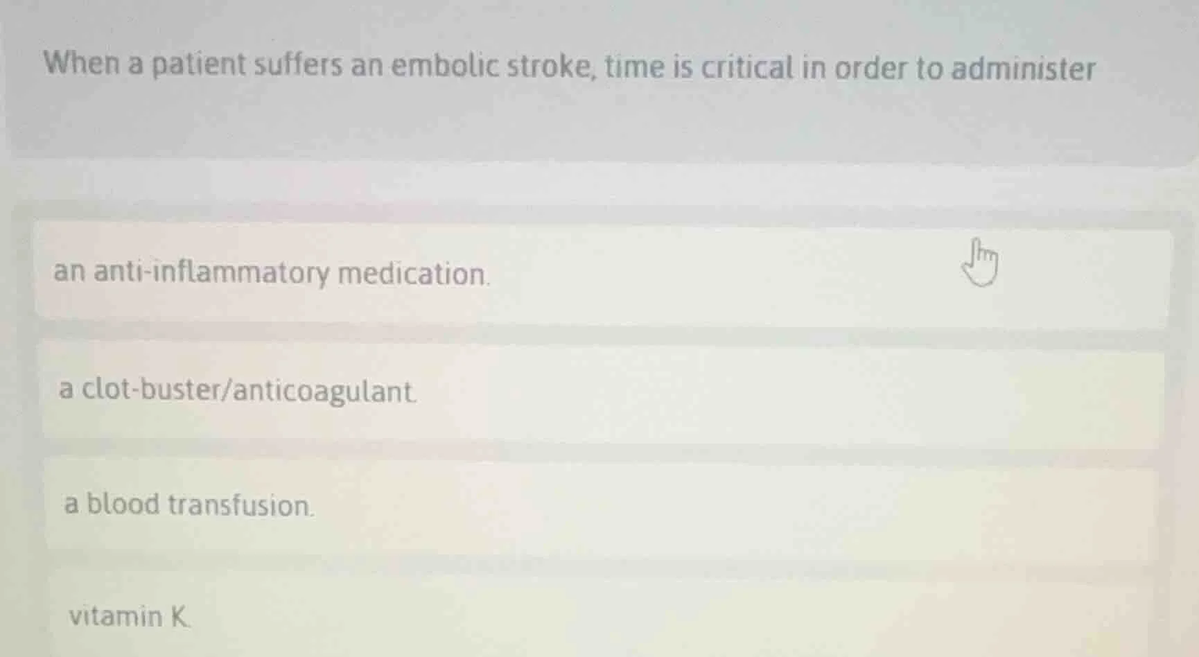 when a patient suffers an embolic stroke, time is critical in order to …