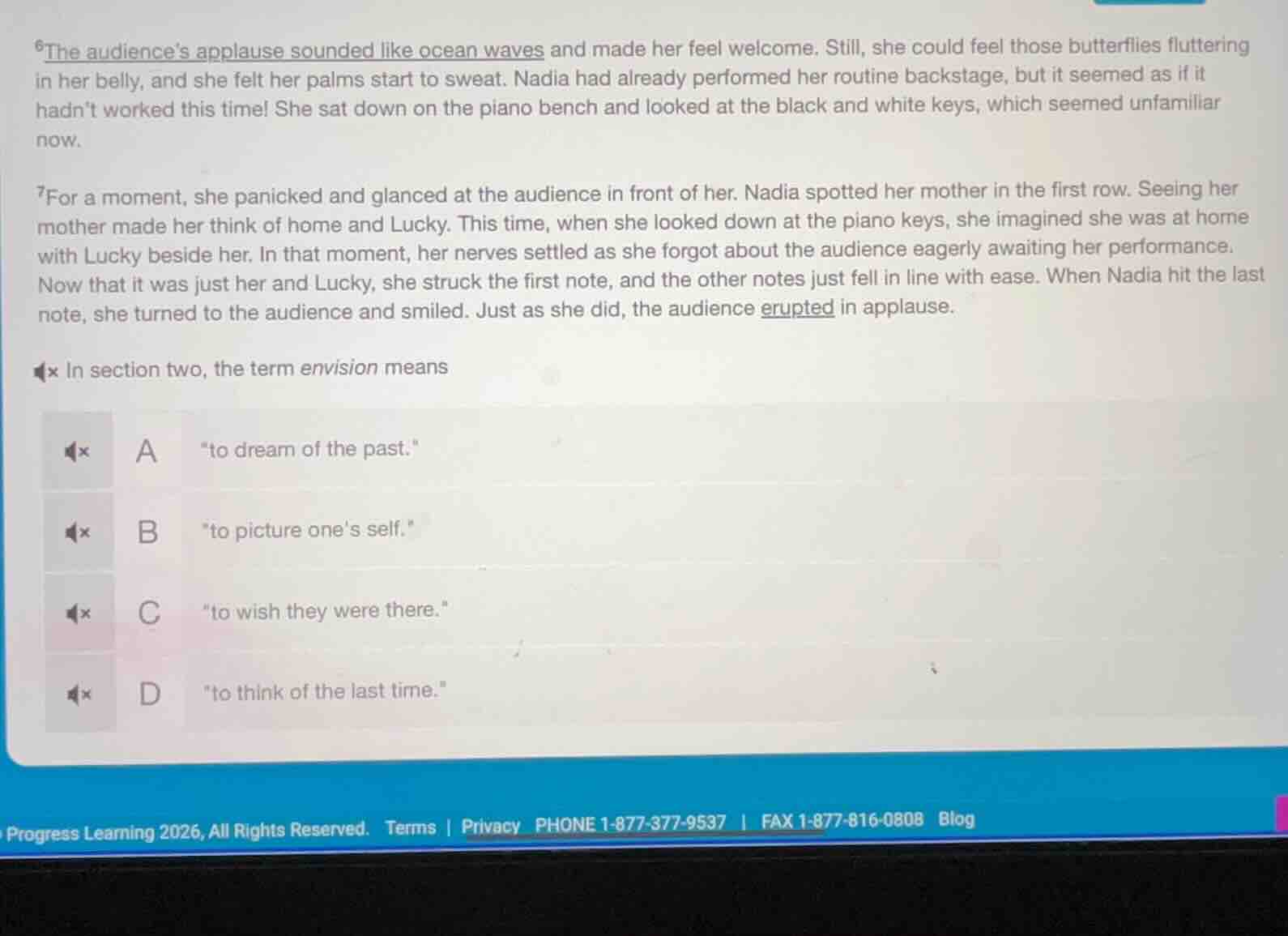 6the audience’s applause sounded like ocean waves and made her feel wel…