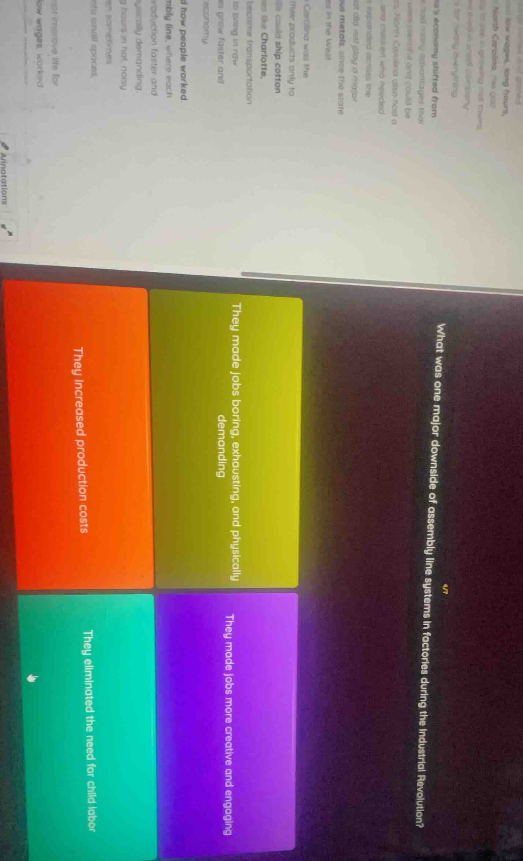 what was one major downside of assembly line systems in factories durin…