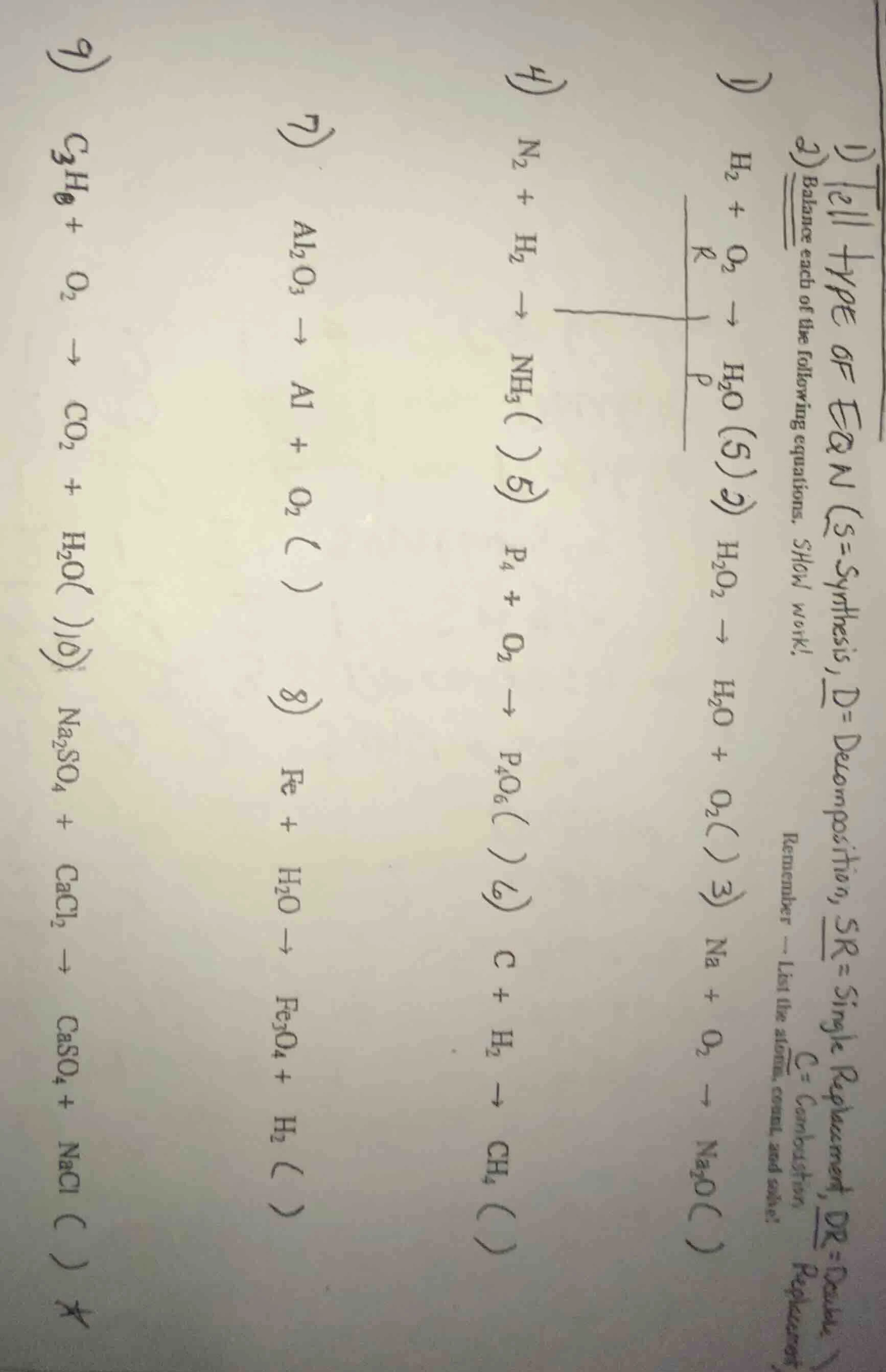 1) tell type of eqn (s=synthesis, d=decomposition, sr=single replacemen…