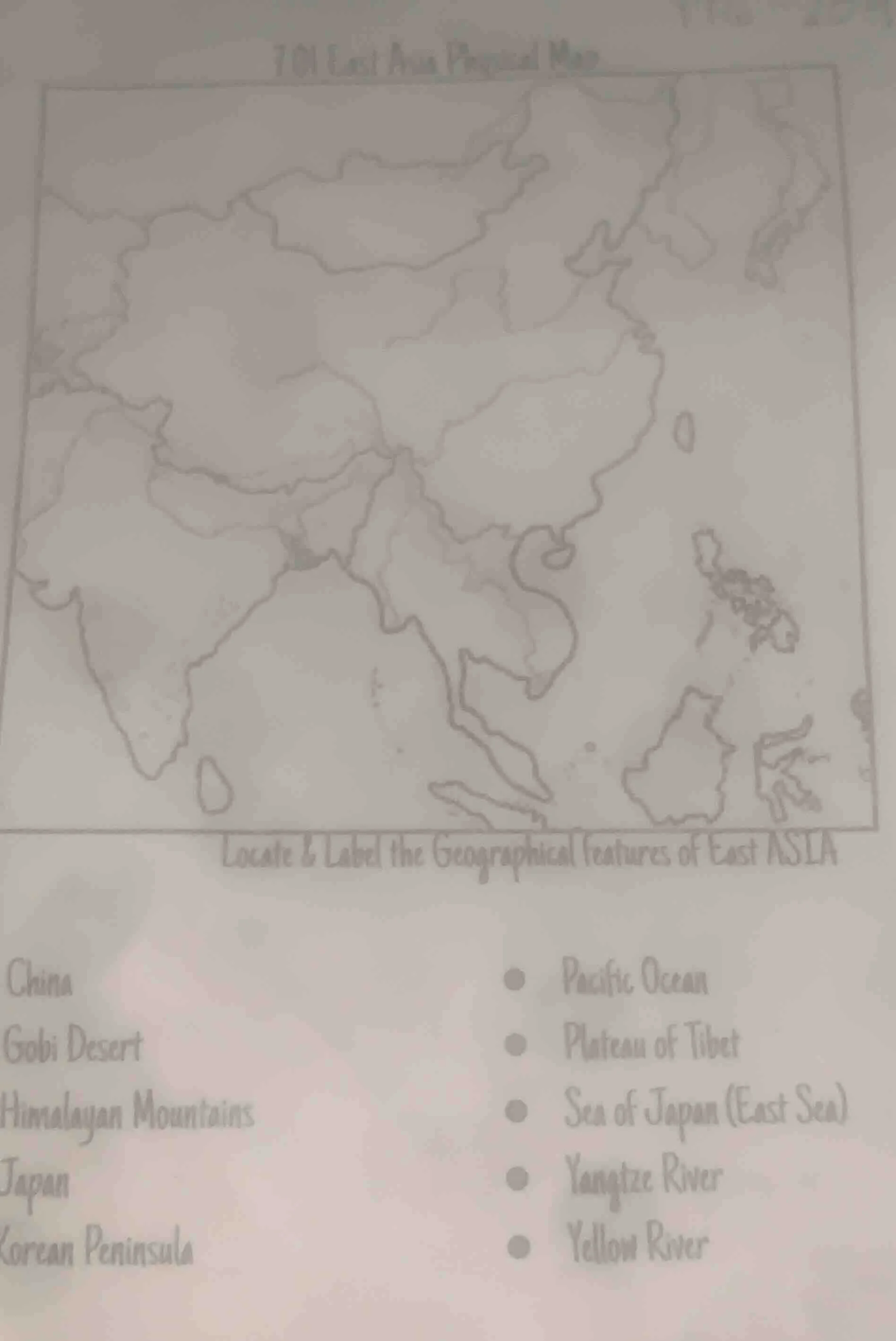 701 east asia physical map locate & label the geographical features of …