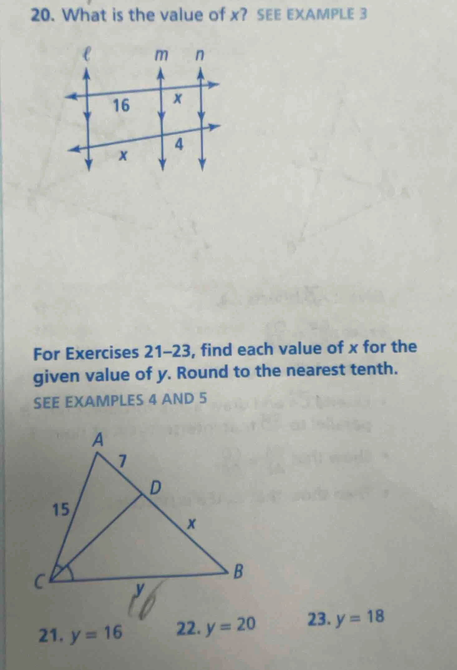 20. what is the value of x? see example 3 for exercises 21–23, find eac…