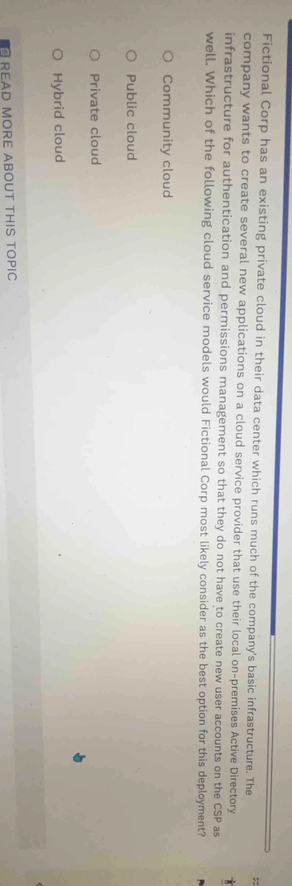 fictional corp has an existing private cloud in their data center which…