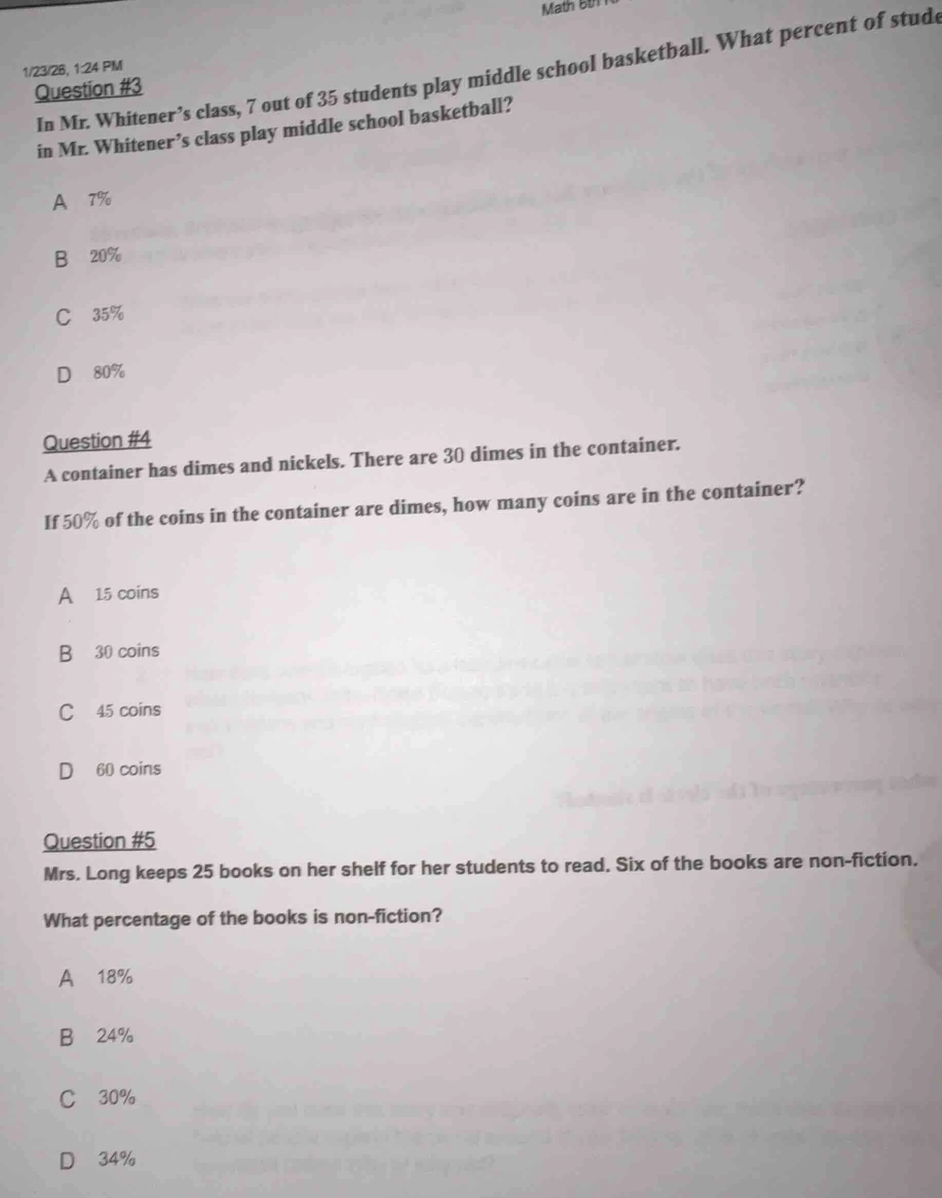 question #3 in mr. whitener’s class, 7 out of 35 students play middle s…