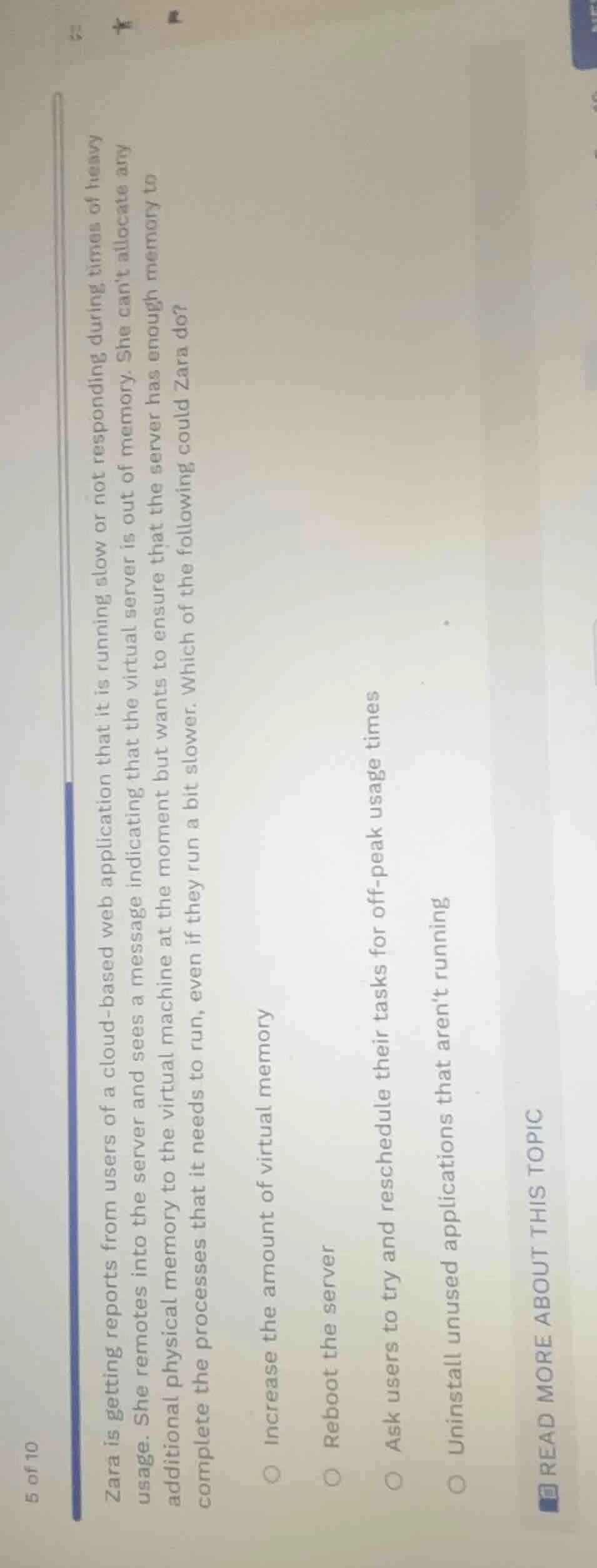 zara is getting reports from users of a cloud - based web application t…