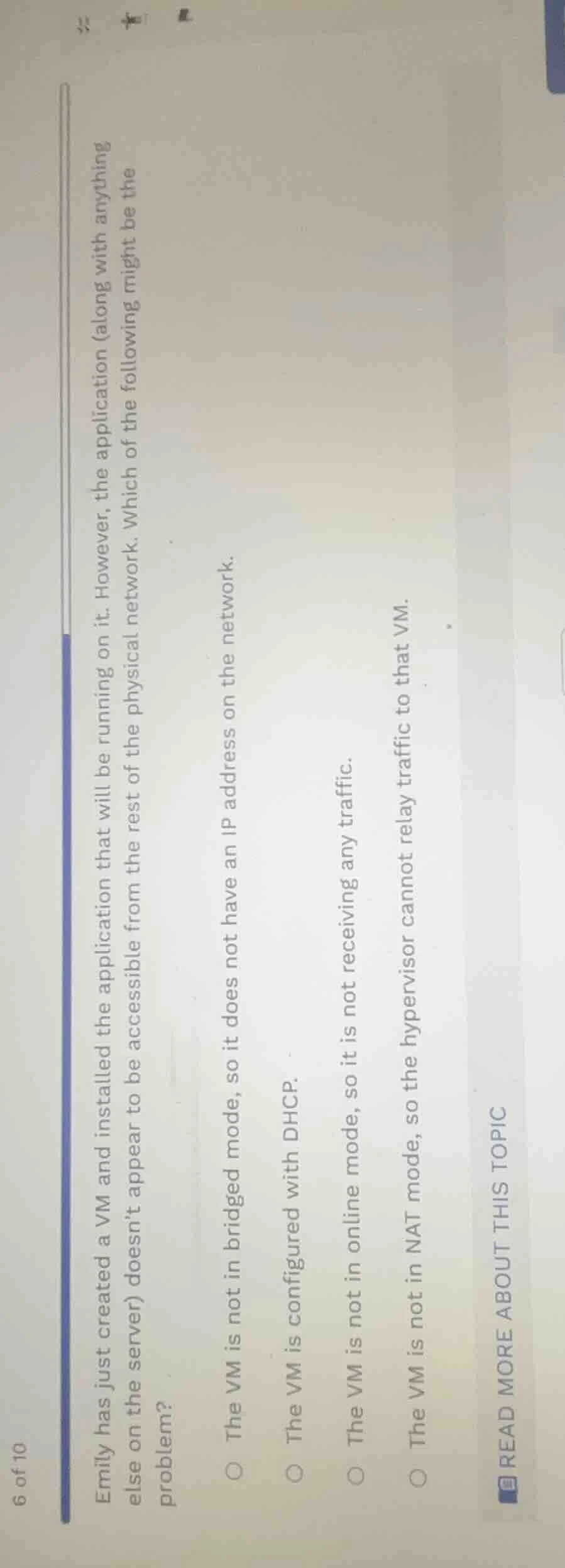 emily has just created a vm and installed the application that will be …