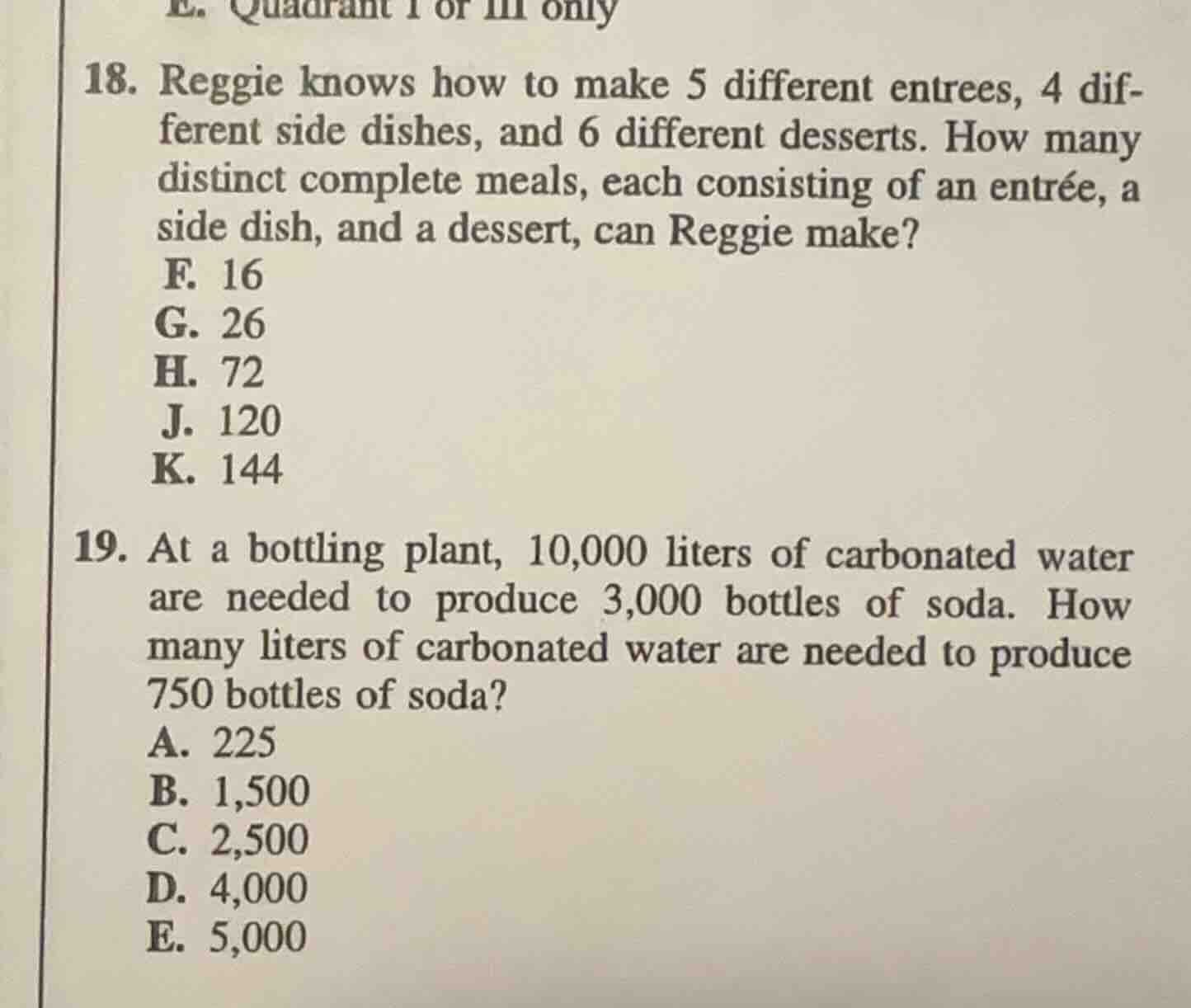18. reggie knows how to make 5 different entrees, 4 different side dish…