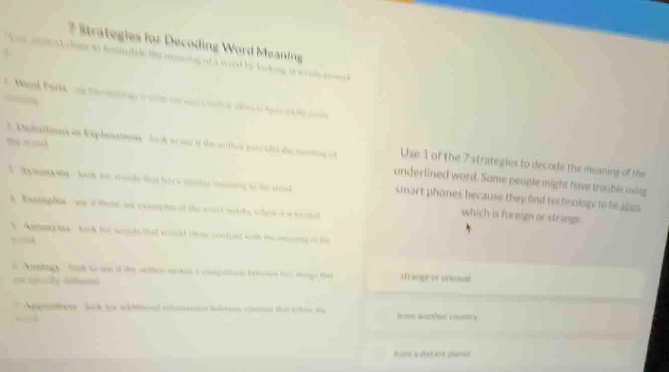 7 strategies for decoding word meaning 1. strategy 1 description, parti…