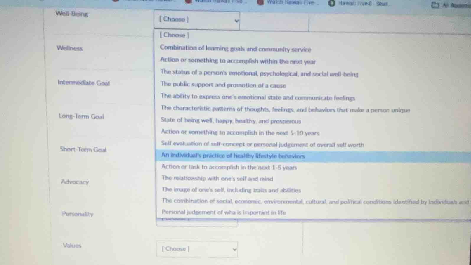 well-being choose wellness choose combination of learning goals and com…