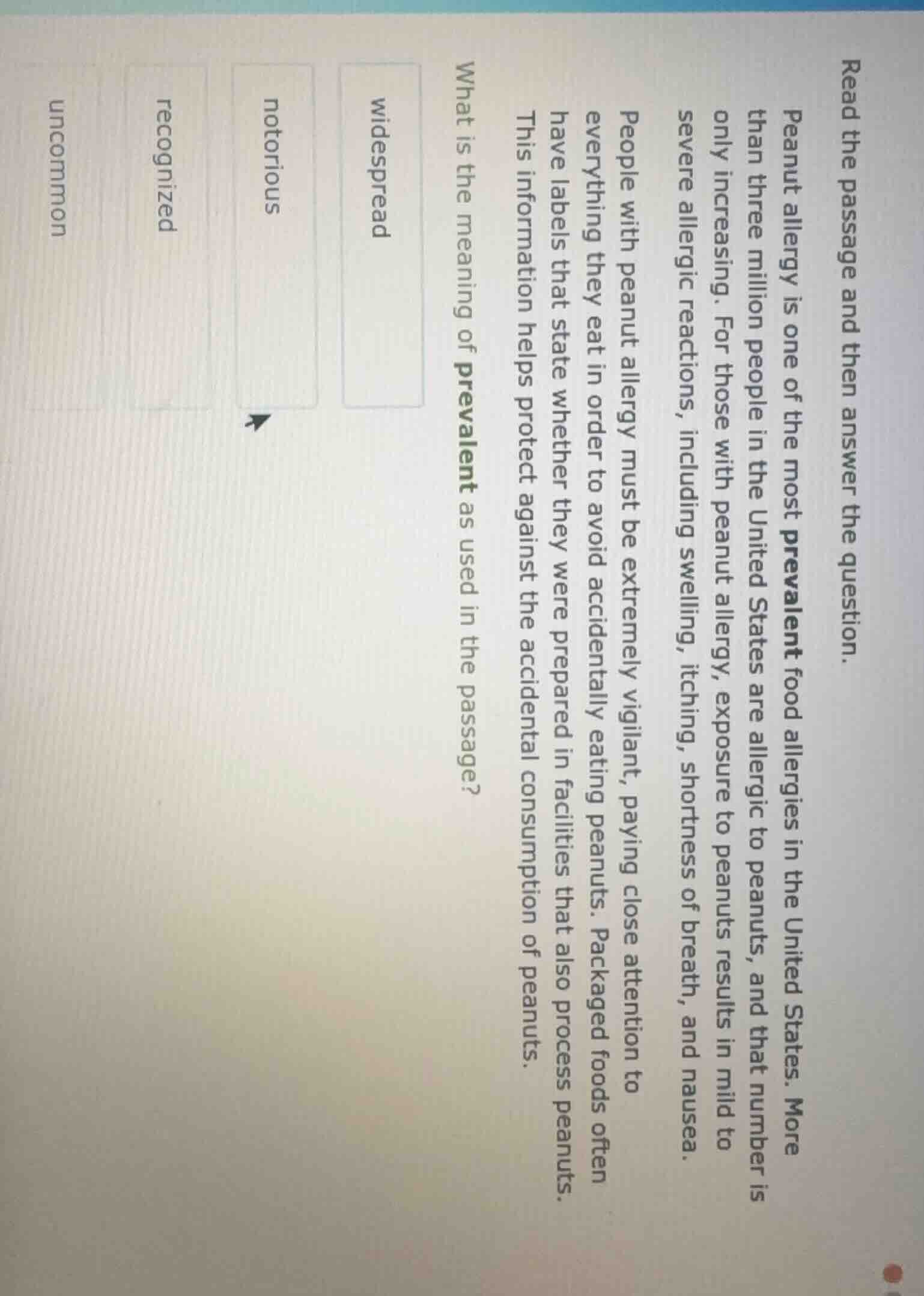 read the passage and then answer the question. peanut allergy is one of…