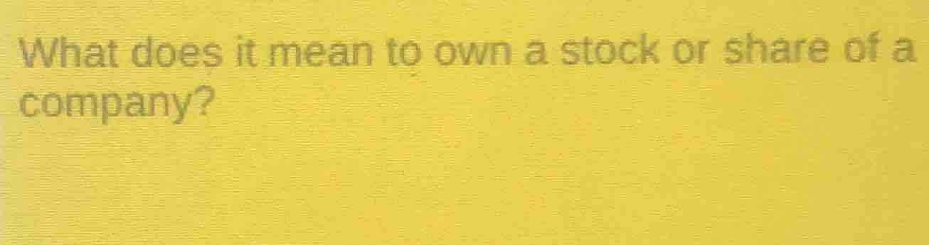 what does it mean to own a stock or share of a company?