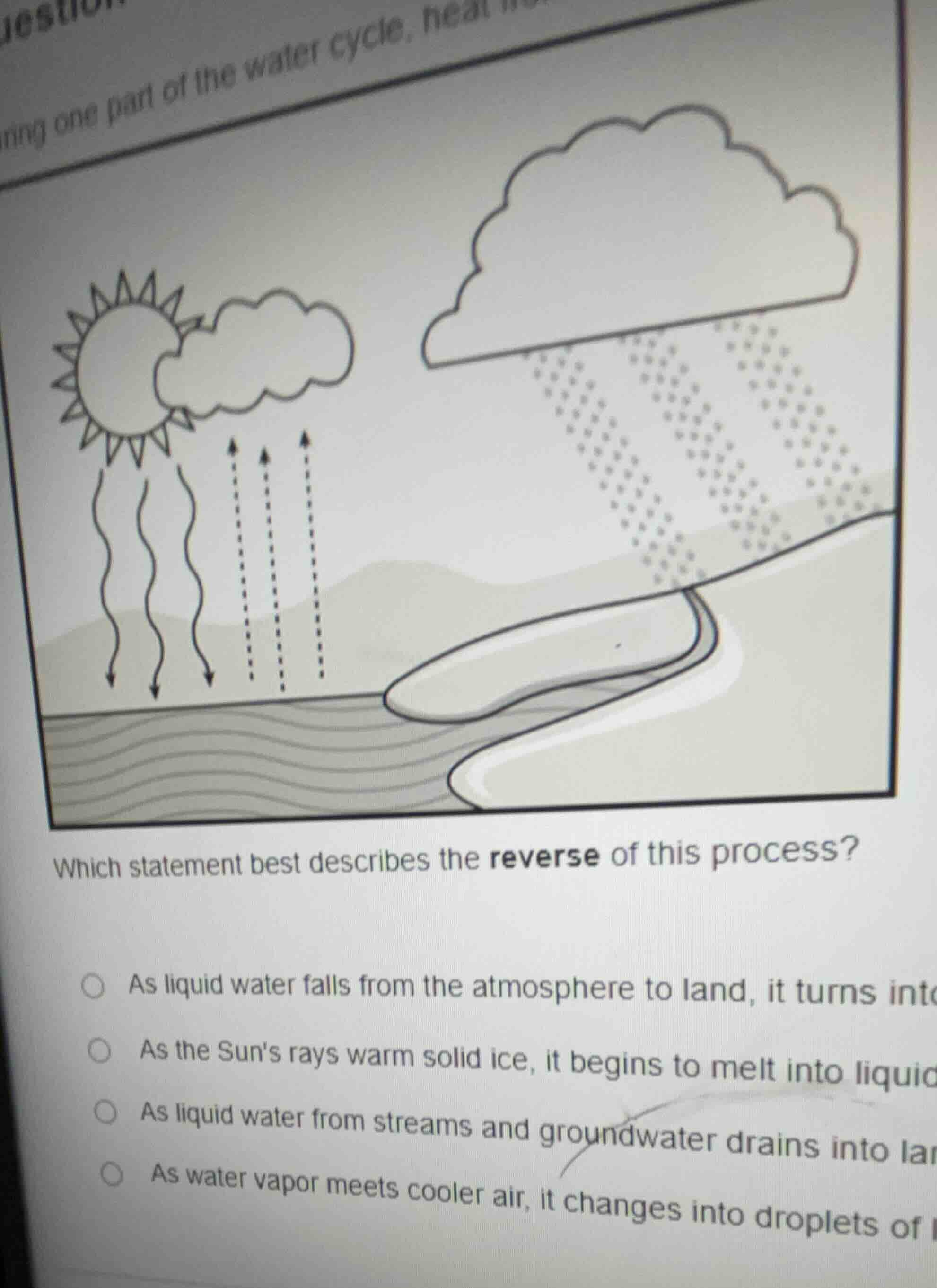 which statement best describes the reverse of this process? as liquid w…