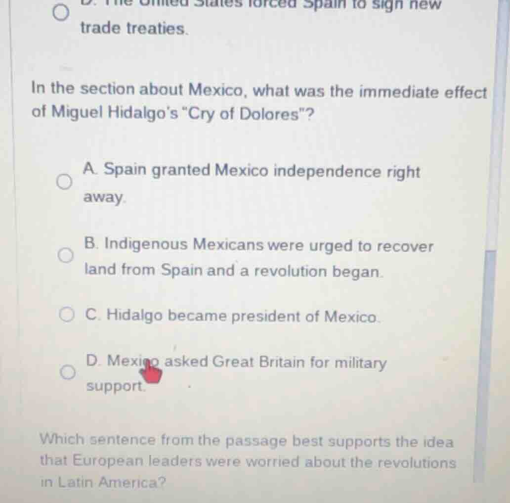 in the section about mexico, what was the immediate effect of miguel hi…