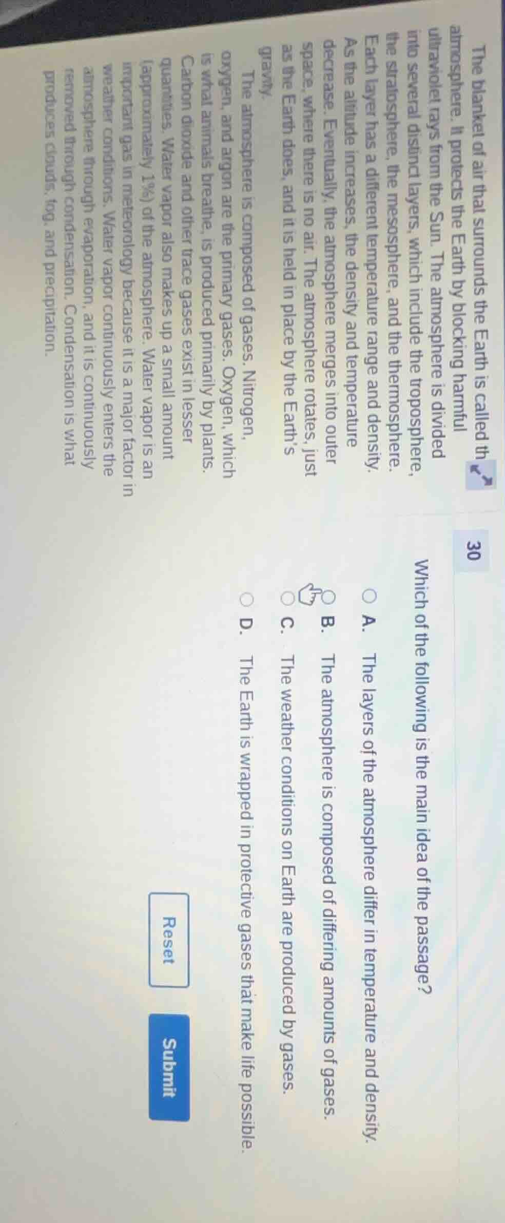 the blanket of air that surrounds the earth is called the atmosphere. i…