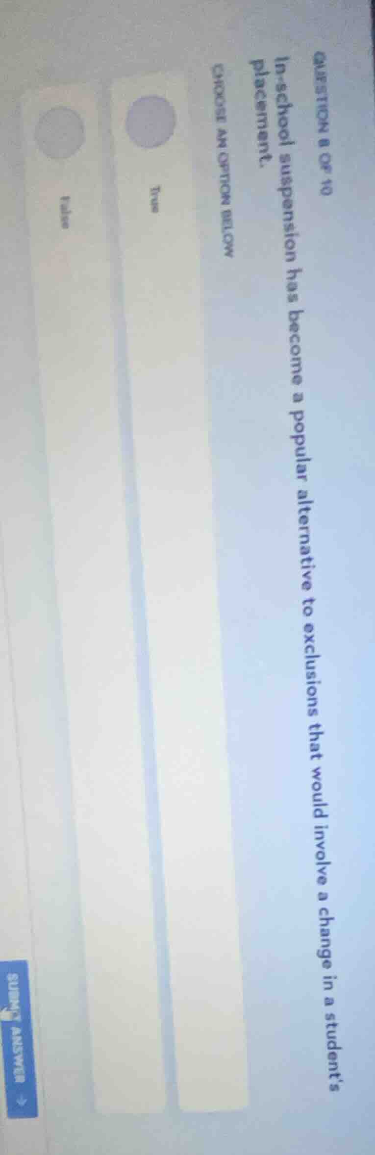 question 8 of 40 in - school suspension has become a popular alternativ…