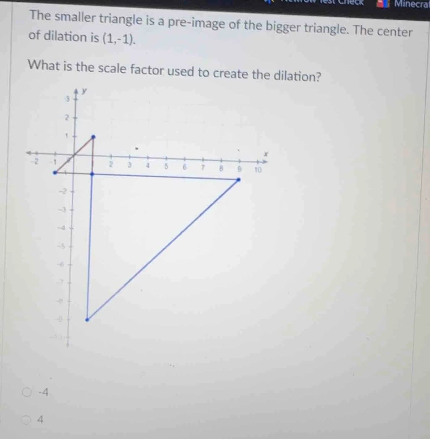 the smaller triangle is a pre - image of the bigger triangle. the cente…