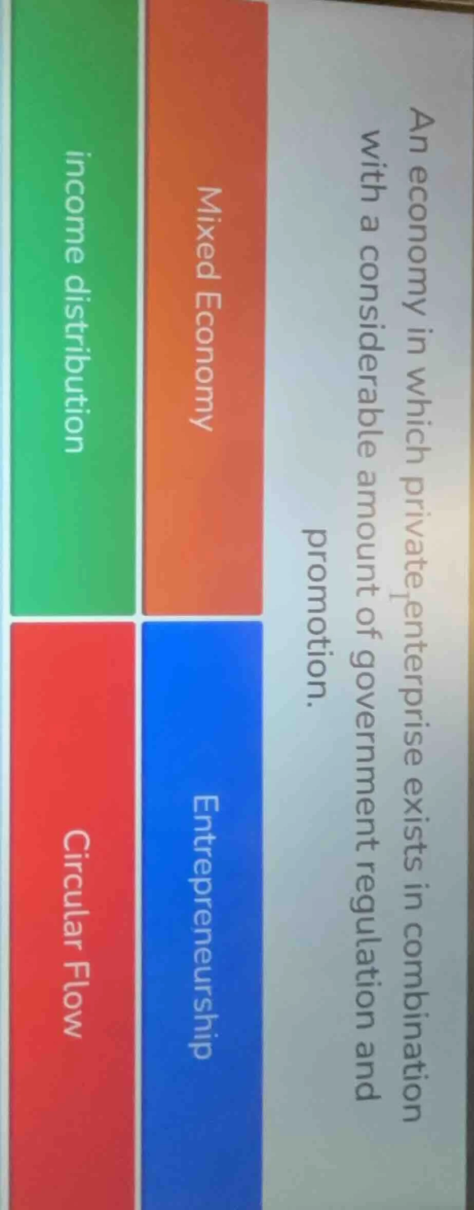 an economy in which private enterprise exists in combination with a con…