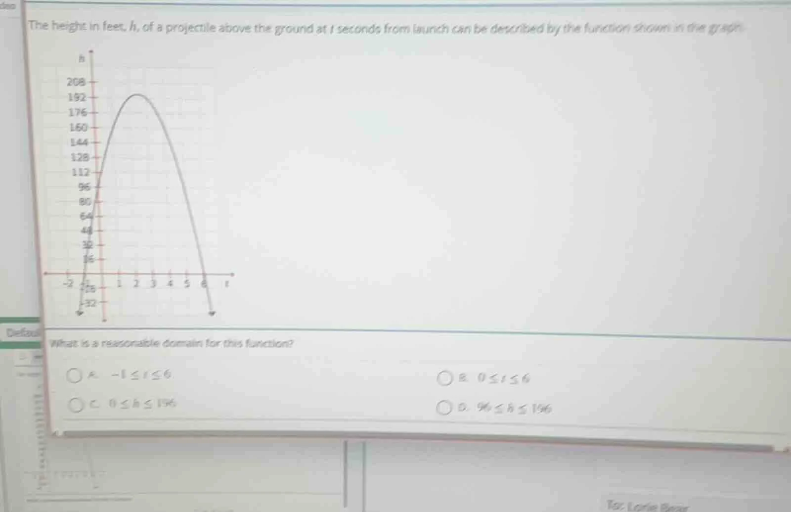the height in feet, h, of a projectile above the ground at t seconds fr…