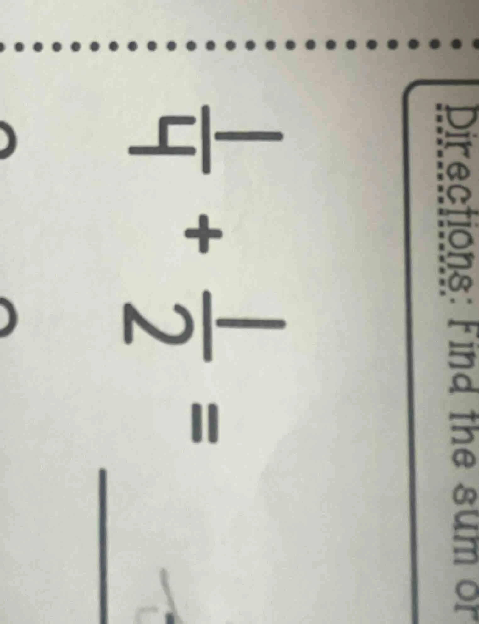 find the sum of \\(\frac{1}{4} + \frac{1}{2}\\)