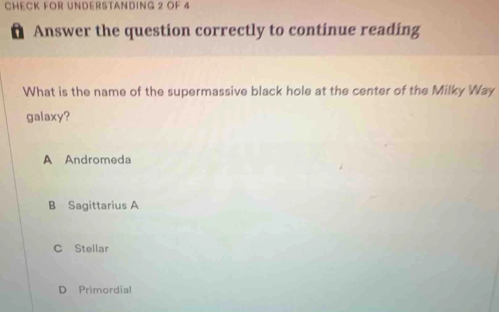 check for understanding 2 of 4 answer the question correctly to continu…