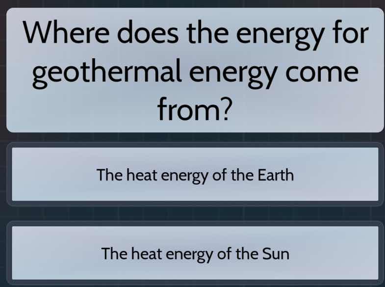 where does the energy for geothermal energy come from? the heat energy …