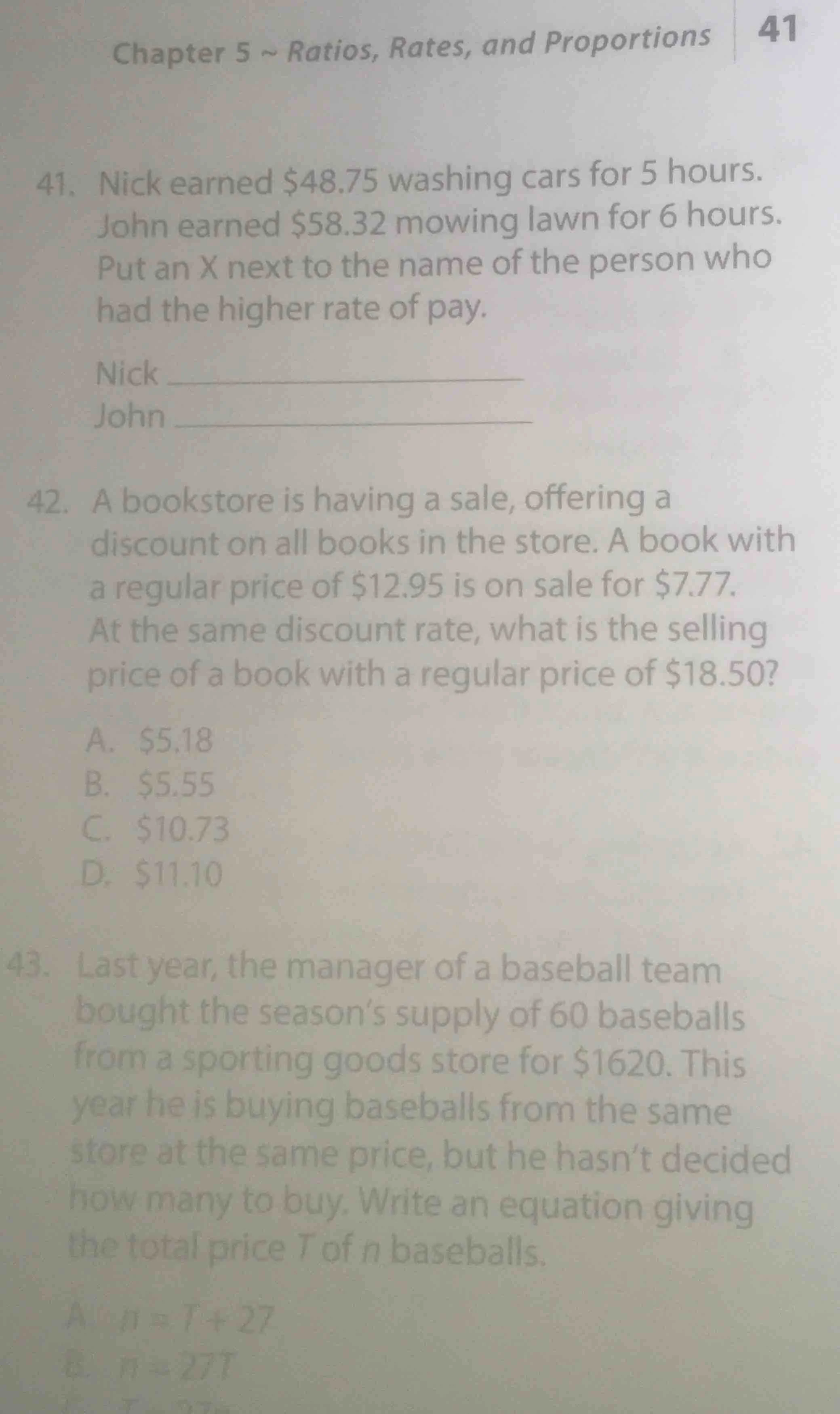 42. a bookstore is having a sale, offering a discount on all books in t…