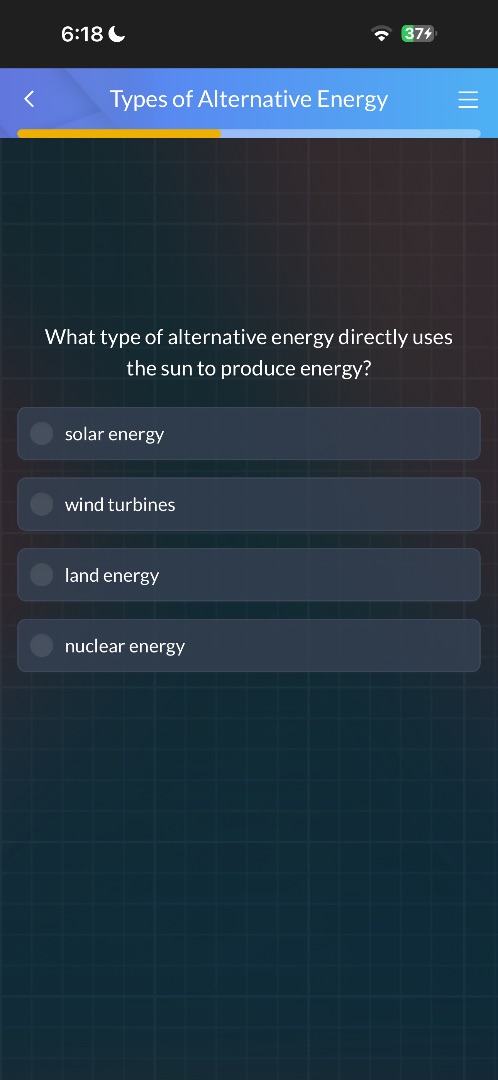 what type of alternative energy directly uses the sun to produce energy…