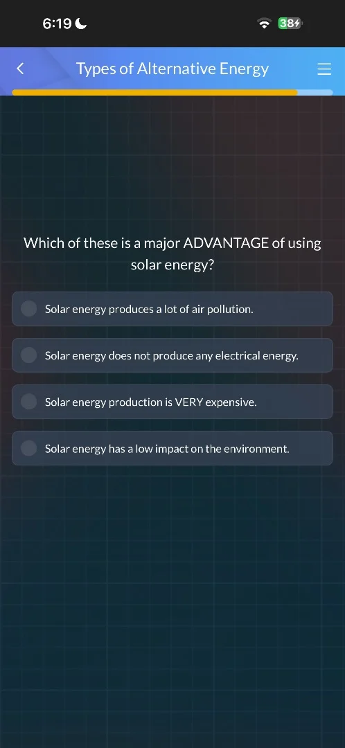 which of these is a major advantage of using solar energy? solar energy…
