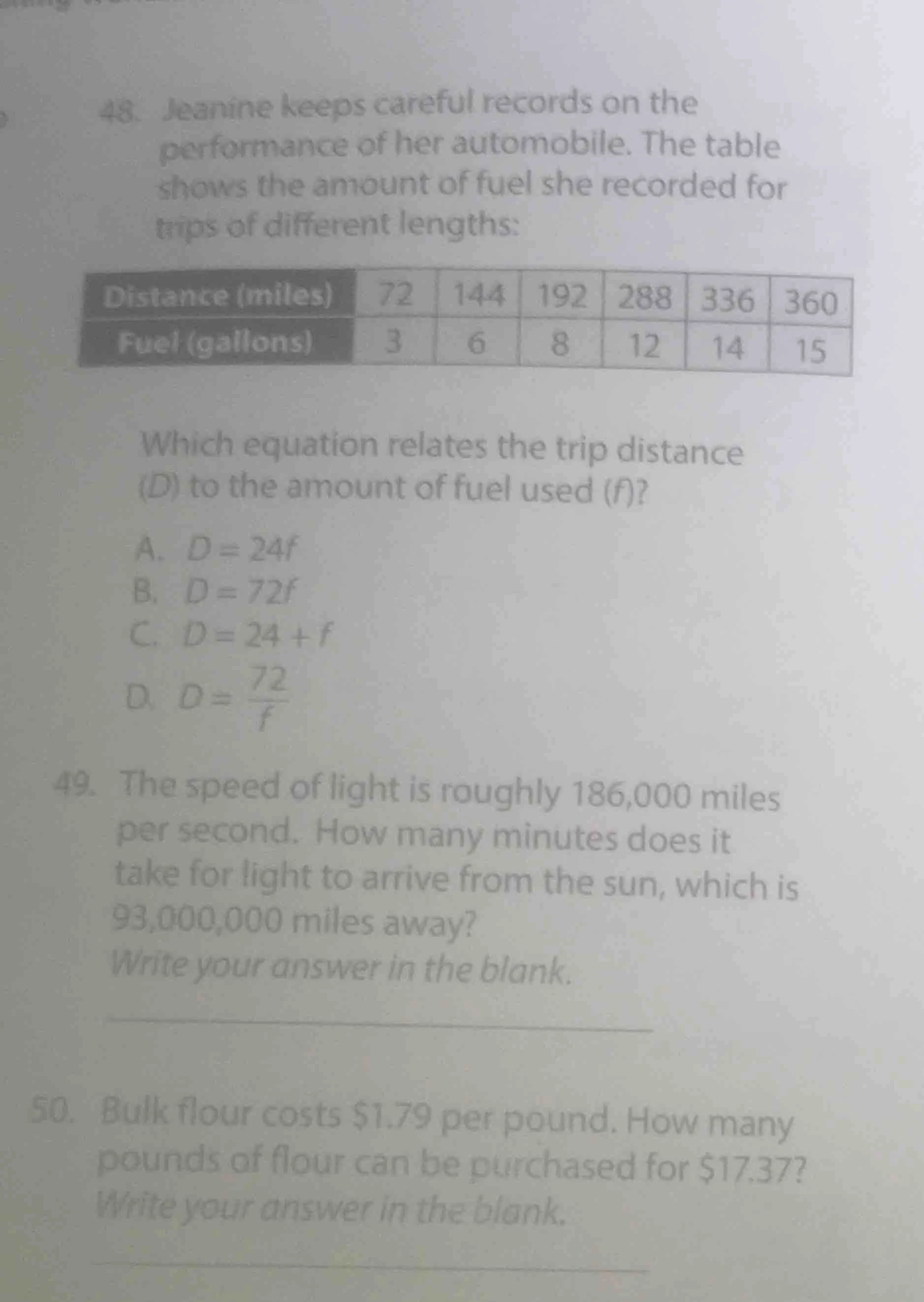 48. jeanine keeps careful records on the performance of her automobile.…