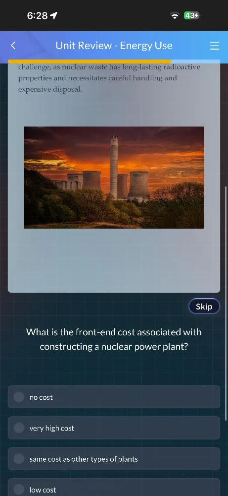 what is the front - end cost associated with constructing a nuclear pow…