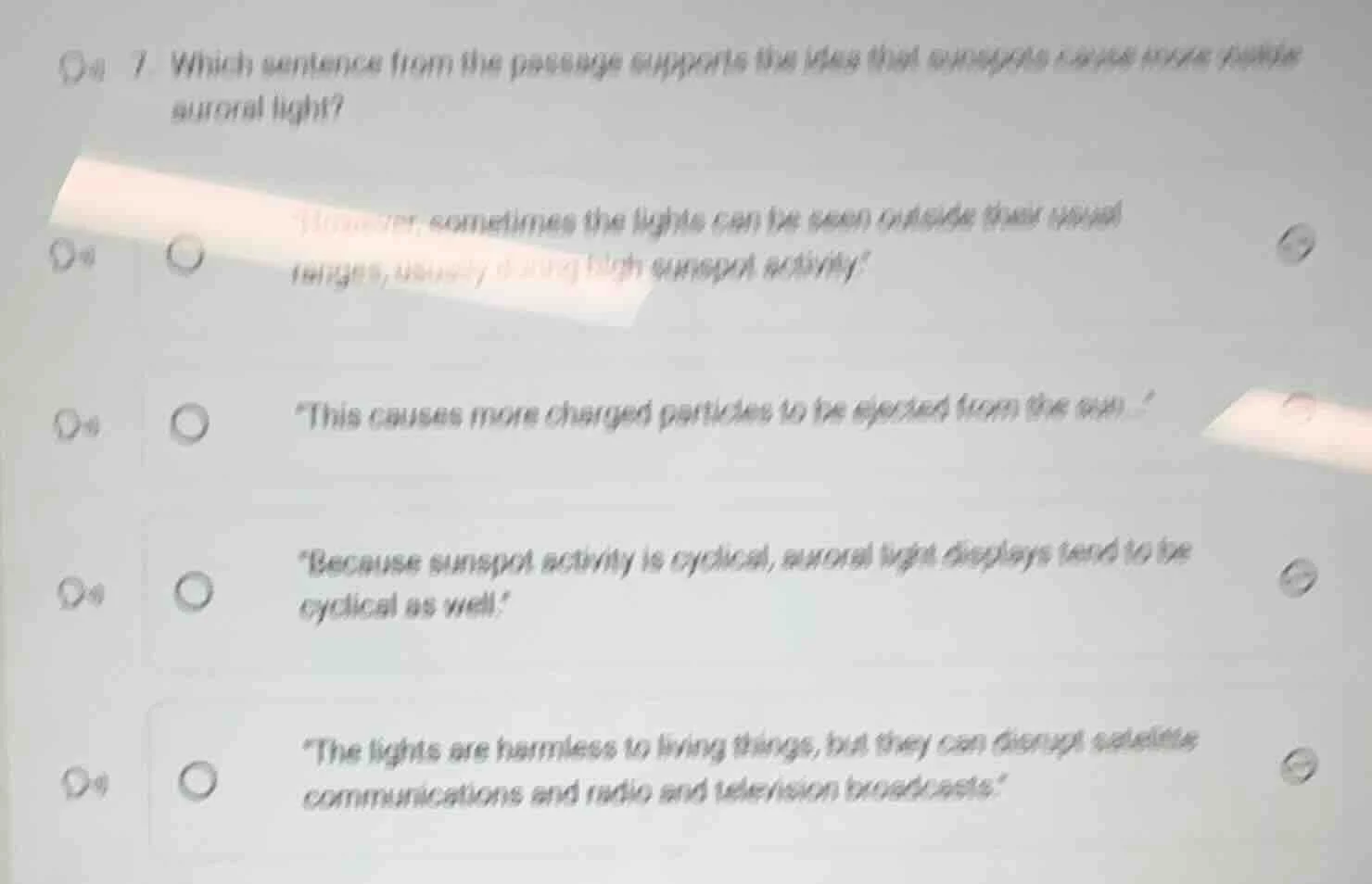 1. which sentence from the passage supports the idea that sunspots caus…