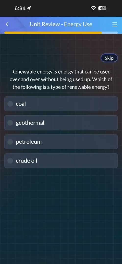 renewable energy is energy that can be used over and over without being…