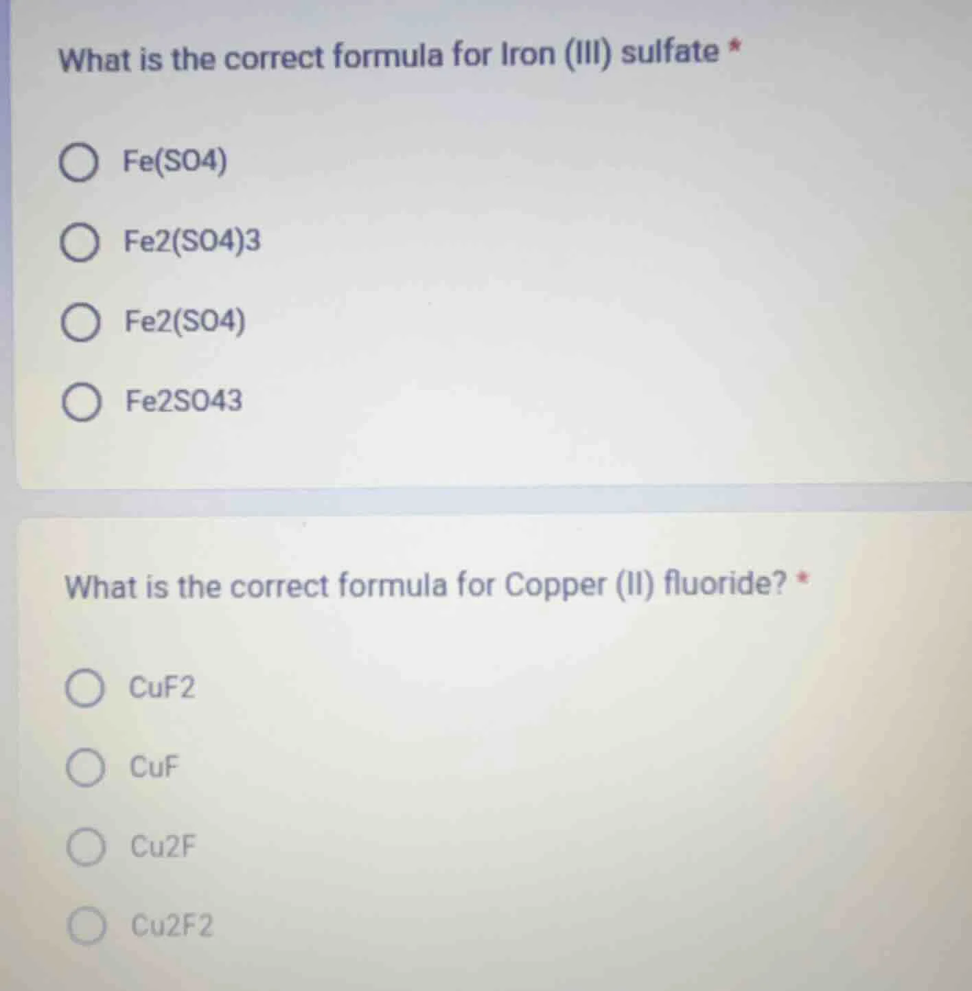 what is the correct formula for iron (iii) sulfate * fe(so4) fe2(so4)3 …