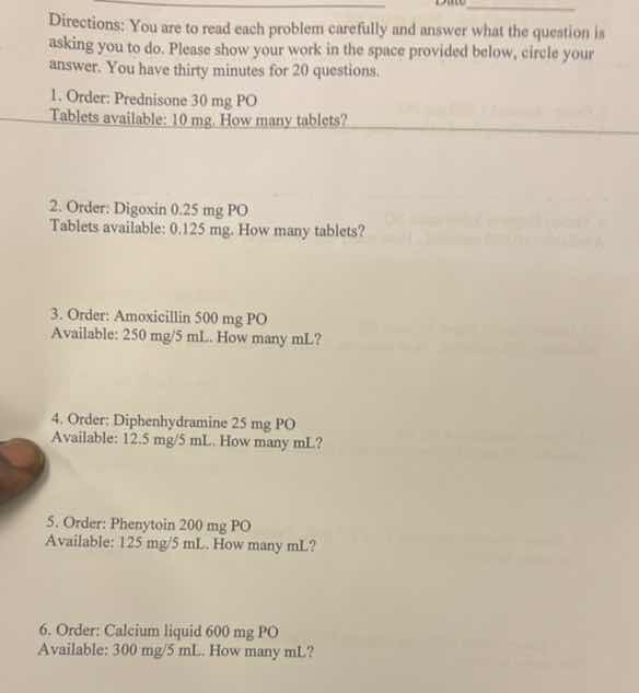 directions: you are to read each problem carefully and answer what the …