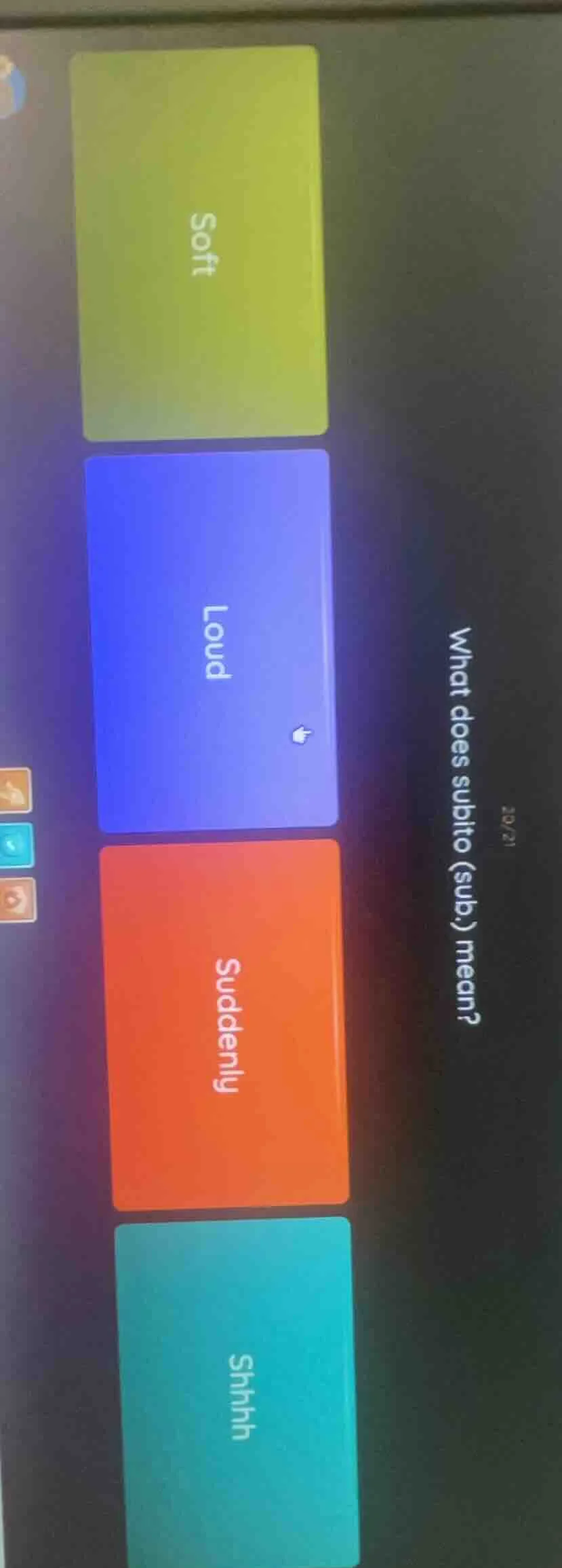 what does subito (sub.) mean? soft loud suddenly shhhh