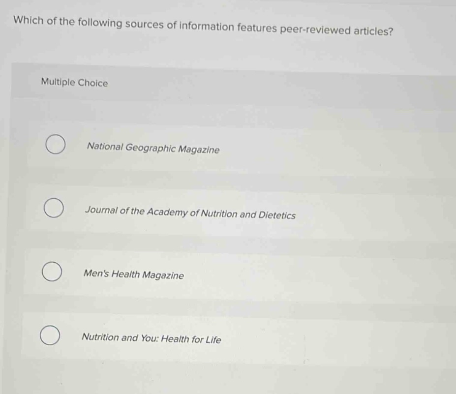 which of the following sources of information features peer - reviewed …