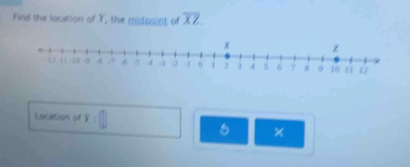 find the location of y, the midpoint of \\(\\overline{xz}\\).